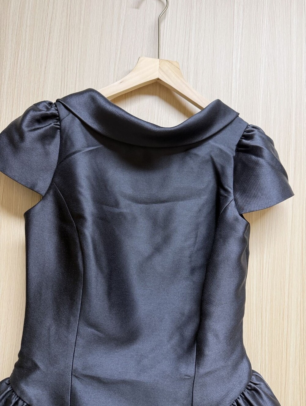 Self Portrait Black Taffeta Collared Mini Dress - Picture 8 of 14
